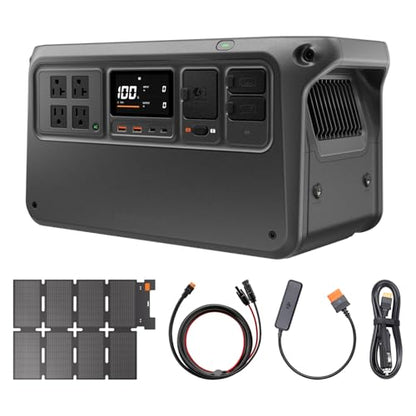 DJI Power 1000 V2 100W Foldable Solar Panel Combo, 1024Wh LFP Battery | Solar Generator with IBCPOWER 100W Foldable Solar Panel, 2600W Output, MC4 to XT60 Solar Power Cable, Camping, Road Trip, RV - color: Black-2
