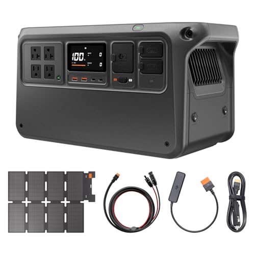 DJI Power 1000 V2 100W Foldable Solar Panel Combo, 1024Wh LFP Battery | Solar Generator with IBCPOWER 100W Foldable Solar Panel, 2600W Output, MC4 to XT60 Solar Power Cable, Camping, Road Trip, RV - color: Black-2