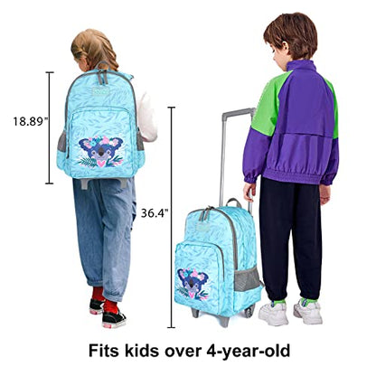 Tilami Rolling Backpack 18 inch Double Handle Wheeled Boys Girls Travel School Children Luggage Toddler Trip - color: Koala Blue