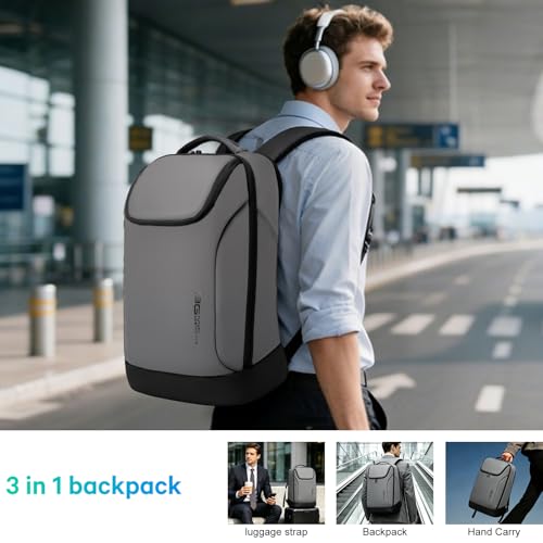 FUTURE AESTHETICS Business Smart Backpack Waterproof for women,men,Fight Approved Durable Backpack suitable as overnight and travel backpack (Grey) - color: Grey