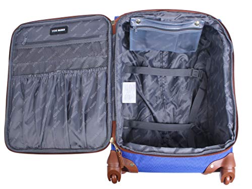 steve madden Designer Luggage Collection - Lightweight Softside Expandable Suitcase for Men & Women - Durable 20 Inch Carry On Bag with 4-Rolling Spinner Wheels, Global Blue, 20in, Spinner - color: Global Blue, size: 20 inches