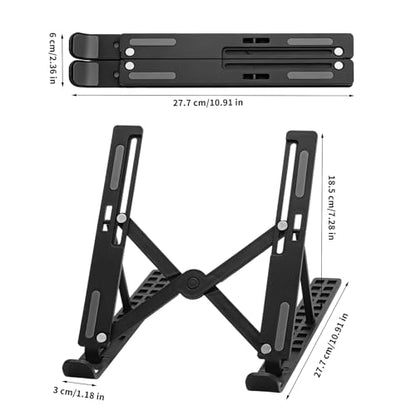Adjustable Laptop Stand for Desk - Portable Foldable Notebook Riser, Ergonomic Computer Holder Compatible with 10-15.6 Inch Laptops, Vented Heat Dissipation(Black) - color: Black