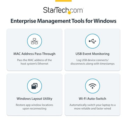 StarTech USB4 Driverless Dock, Triple 4K 60Hz, HDMI or DP, 100W, 2.5GbE | USB-C dock, 3 monitors, Zero-touch Windows and ChromeOS, Not macOS, Native GPU, PXE Boot, Wake-on-LAN, Lock slot - size: Triple Monitor, style: Triple 4K60 USB4