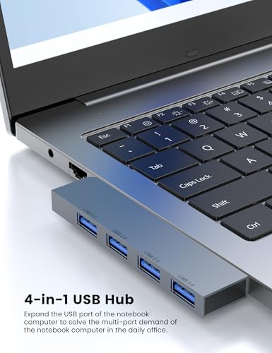 Fidioto USB Hub, 4-Port USB Splitter(1 * 3.0 Hub, 3 * 2.0 Hub) USB Splitter USB Expander for Laptop,Windows PC,Mac,Printer,Flash Drive,Mobile HDD, Notebook PC - color: 4in1-Left-Grey