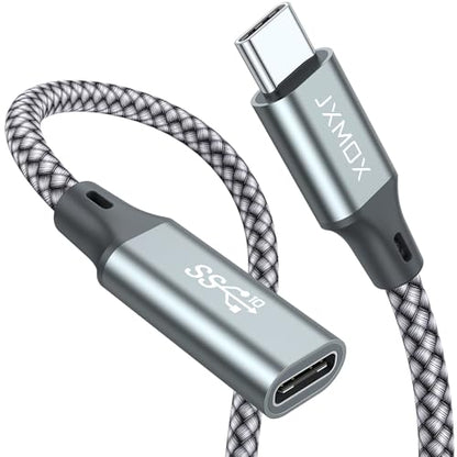 JXMOX USB C Extension Cable (3.3Ft/1m/10Gbps), USB 3.2 Type C 3.1 Male to Female Extension 100W/5A Charging & Sync for USBC Hub/PSVR2/iPhone 15 16 17 pro max/MacBook Air M2 Pro/iPad/Mag Safe Charger