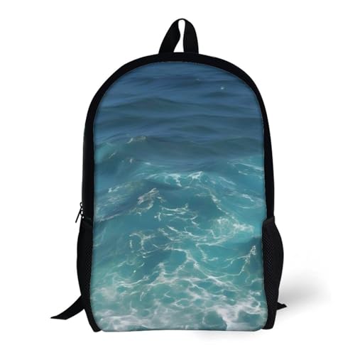The Blue Sea Business Laptop Backpack for Women Men 17 Inch Carry on Backpack Waterproof Black Bookbag Fashion Lightweight Backpacks for Travel Hiking Camping Casual Daypack Backpacks