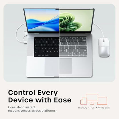 Satechi Slim LX Wired Mouse, Aluminum USB-C Design, Silver | Quiet click performance, for Mac and PC setups - color: Silver