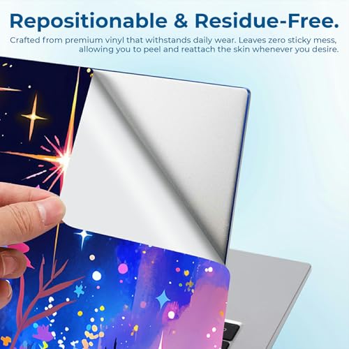 Reusable Universal Laptop Skin Sticker, Cut to Fit for 11.6–15.6 Inch Laptops, Waterproof Protective Film, No-Residue - Starlit Flowers - color: Starlit Flowers