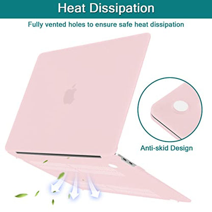 Teryeefi Case Cover for MacBook Pro 13 Inch 2022 2021 2020 2019 2018 2017 2016 Release A2338 M2 M1 A2289 A2251 A2159 A1989 A1706, Frosted Hard Shell +Keyboard Cover Skin + Screen Protector, Chalk Pink - color: Chalk Pink