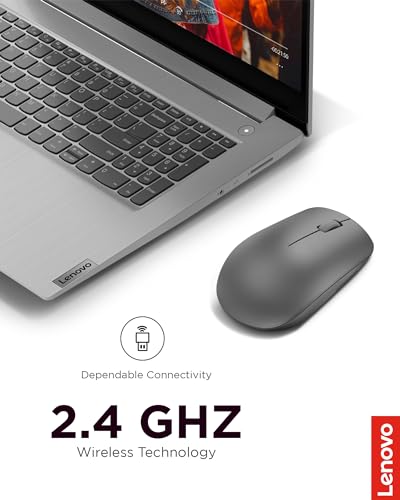 Lenovo 530 Full Size Wireless Computer Mouse for PC, Laptop, Computer with Windows - 2.4 GHz Nano USB Receiver - Ambidextrous Design - 12 Months Battery Life - Graphite Grey - color: Graphite Grey