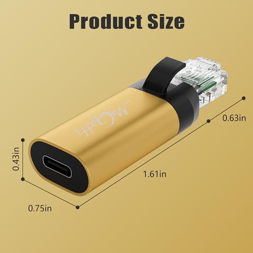 USB C to Ethernet Adapter, New Idea RJ45 Male to USB C Female Network LAN Adapter, Built-in Smart Chip, Simply Insert Daily Charging Cables to Access The Internet - style: RJ45 to USB-C Adapter