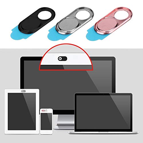 Zopsc Webcam Cover 3pcs Ultra Thin Metal Lens Cover | Anti Hacker Camera Slider, Privacy Protection for Phone, Privacy Cover for Laptop and Tablet - color: Silver black pink color