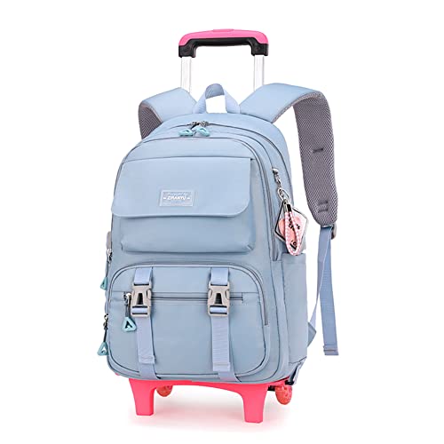 ZHANAO Rolling Backpack Luggage BookBag with Wheels Trolley Bag Wheeled Travel Backpack for Girls & Boys Trolley Bag - color: Blue, size: 2-wheel