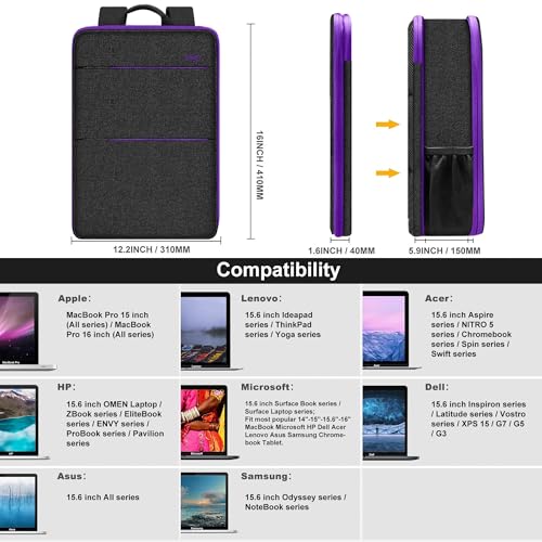 Slim & Expandable Laptop Backpack 15 15.6 16 Inch Case, Water Resistant Travel Backpack Compatible with MacBook Pro/Neo 16" 15", Dell XPS 15 16 and Most 15" 15.6" 16" Notebooks，B01PU01 - color: B01pu01, size: 15"-16"