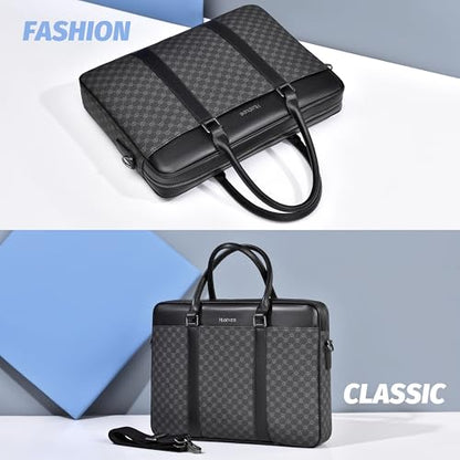 FSD. WG Business Bag Leather Messenger Bag Water Resistant Business Travel Briefcase Handbag Briefcase for Men - color: 91black