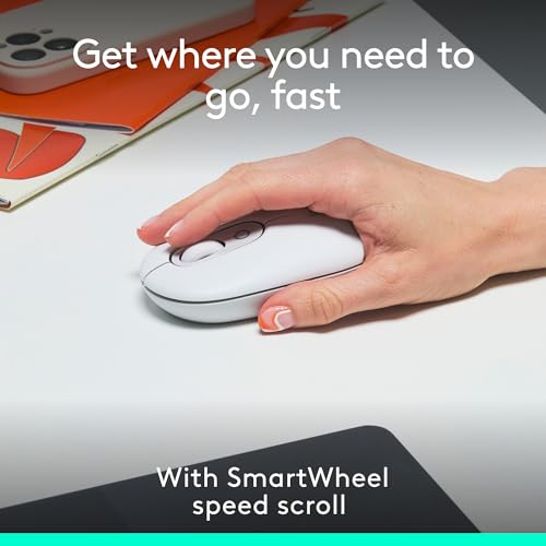 Logitech POP Mouse Compact and Portable Wireless Bluetooth Mouse- Off-White | Programmable buttons, quiet clicks, easy-switch between up to 3 devices, for laptop, tablet, and PC, portable design - color: Off White