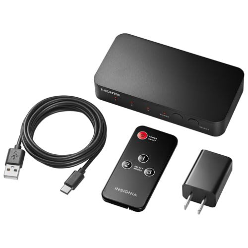 INSIGNIA TV, Monitor & Display Adapters – 4K Ultra HD, 60W Power Delivery, USB 3.0 5Gbps – Compatible with MacBook, iPad, Chromebook, Windows Laptops (3-Port HDMI Switch) - style: 3-Port HDMI Switch