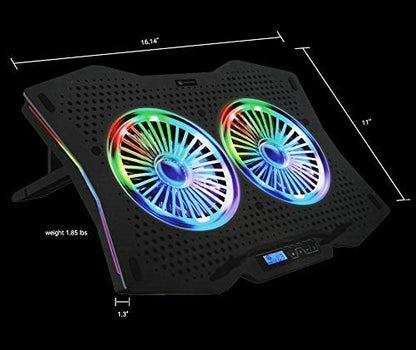 LETUSTO RGB Laptop Cooling Pad, Portable Laptop Cooler Stand for up to 17’’ Notebooks, 2 Fans with 17dBA and 2 USB Ports