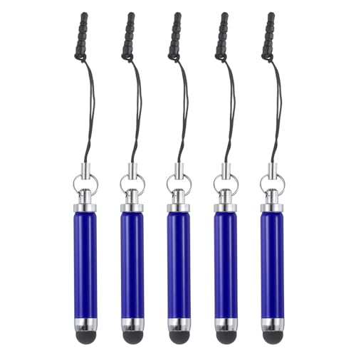 MECCANIXITY 5pcs Metallic Stylus Pen Retractable Aluminum Alloy Mini Capacitive Pens for Universal All Touch Screen Devices, Dark Blue - color: Dark Blue