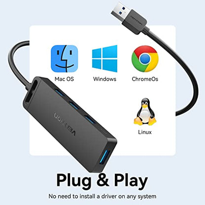USB Hub VENTION 4-Port USB 3.0 Hub 1.5FT Ultra-Slim Data USB Splitter Charging Supported Compatible with MacBook, Laptop, Surface Pro, PS4, PC, Flash Drive, Mobile HDD - size: 1.5FT, style: USB 3.0 5Gbps