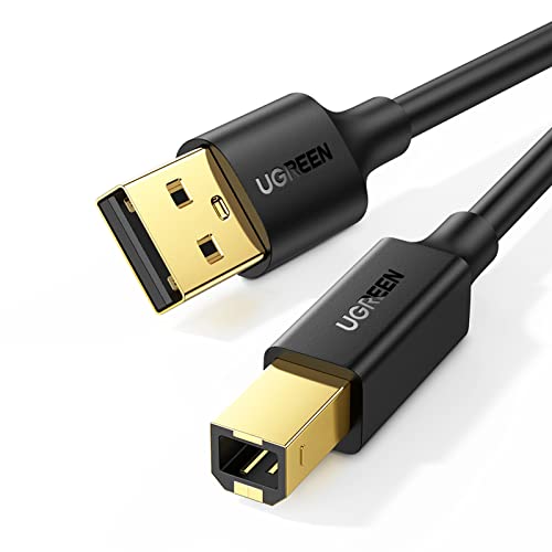UGREEN USB A to B Printer Cable 5ft, High Speed for HP Canon Brother | 480Mbps Data Transfer, Plug and play, Durable PVC, Works with HP, Canon, Brother, Samsung, Dell, Epson, Lexmark, and More - size: 5FT