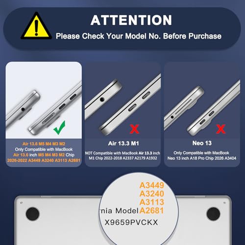 MOSISO Compatible with MacBook Air 13 inch Case M5 2026 M4 M3 M2 2025-2022 | A3449 A3240 A3113 A2681, Hard Shell&Keyboard Cover&Screen Film&Pouch for MacBook Air 13.6 inch Case, Baby Pink - color: Baby Pink