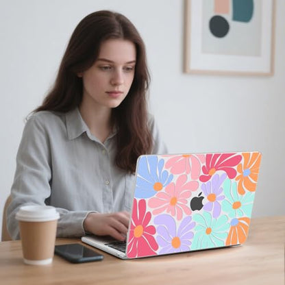 G JGOO Compatible with MacBook Air 15 inch Case 2026 2025 2024 2023 M5 A3448 M4 A3241 M3 A3114 M2 A2941, Clear Protective Plastic Hard Shell Case +Keyboard Cover+Screen Protector, Colorful Flowers - color: Colorful Flower