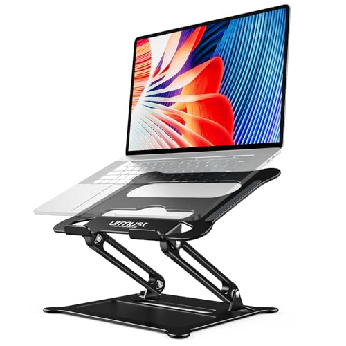 Adjustable Laptop Stand for Desk, 10-15.6“ Laptop Riser, Black | Sturdy Aluminum Foldable stand, Heat-Dissipation Design, Ergonomic Holder Fits MacBook/Dell/HP/Lenovo for Home/Office. - color: A-Black