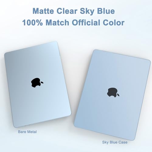 G JGOO Compatible with MacBook Air 15 inch Case 2026 2025 2024 2023 M5 A3448 M4 A3241 M3 A3114 M2 A2941, 100% Match Official Color, Plactic Hard Case +Keyboard Cover +Screen Protector, Sky Blue - color: Sky Blue Clear