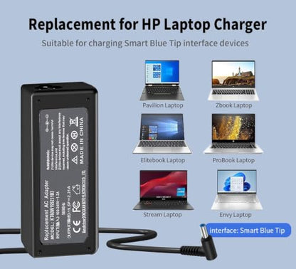 45W 19.5V 2.31A Replacement for HP Laptop Charger Blue Tip,Pavilion x360 | Charger 11 13 15, Envy X360 13 15,Zbook 14u G4 G5 15u 15 G3,Stream 11 13 14,HP Model 15 Laptop Charger AC Adapter Power Cord