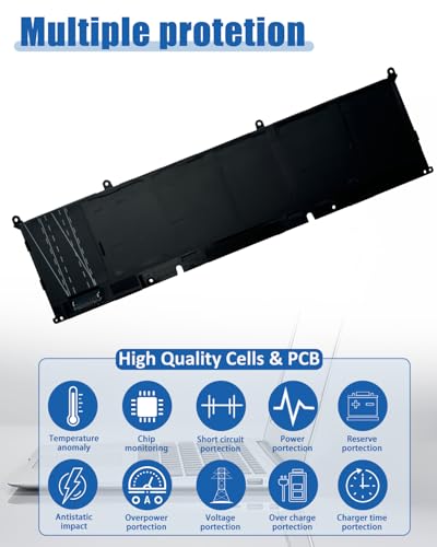 90Wh P0FWH Laptop Battery Replacement for Dell Alienware m16 R2 Inspiron 16 Plus 7640 Inspiron 16 7640 2-in-1 Series P0FWH POFWH 0M9DG0 HGJCY - size: 11.85*3.34*0.31 inch P0FWH