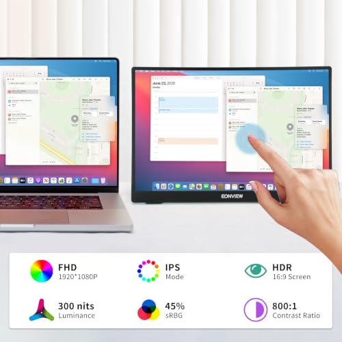 Portable Touchscreen Monitor, 14 Inch, 1080P IPS Display, Zero Frame, USB-C and HDMI, for Laptop, PC, Mac, PS, Xbox, Nintendo Switch - size: 14.0 Inch(Touchscreen)