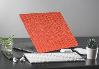 Compatible with MacBook Air 13 inch Case 2026 M5, 2022-2025 M4/M3/M2 A3449 A3240 A3113 A2681, Texture Luxury Crocodile Aligator Skin Snakeskin PU Leather Hardshell Case & Keyboard Cover, Orange - color: # Shiny Orange Crocodile