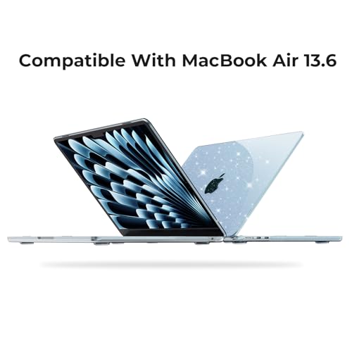 EooCoo Case Compatible with MacBook Air 13 inch M5 2026-2022 M4 M3 M2 A3449 A3240 A3113 A2681, Crystal Hard Shell Scratch Resistant Protective Cover for Mac Air 13.6 inch, Sparkly Sky Blue - color: Sparkly Sky Blue, size: Air 13.6-inch