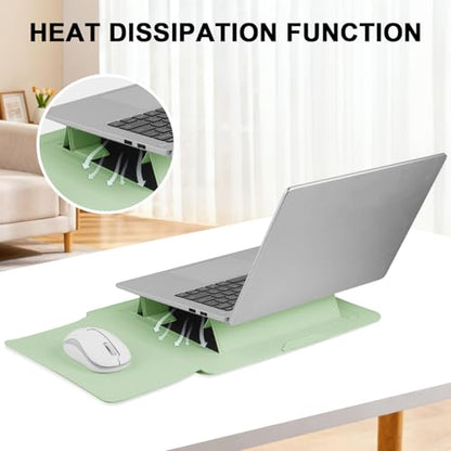 HoYiXi 13.3'' /13.6'' Laptop Sleeve Case PU Leather with Stand Compatible with MacBook Pro 14/MacBook Air 13(M1 M2)/ASUS Vivobook 14/Dell XPS 13/ASUS Matebook,13-14'' Laptop Bag,Green - color: Green, size: 13.3'' / 13-14 Inch Laptop