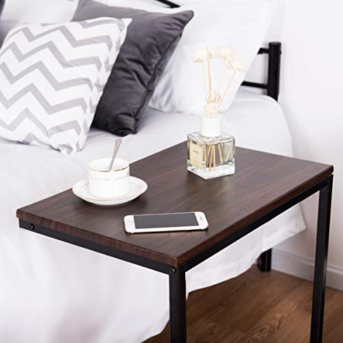 Tangkula Sofa Side End Table C Table Laptop Holder End Stand Desk Coffee Tray Side Table Notebook Tablet Beside Bed Sofa Portable Workstation (Brown) - color: Brown