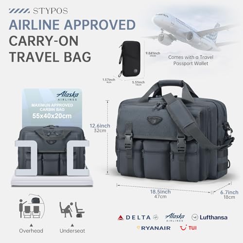 Large Tactical Laptop Bag for Men, Military 17.3 Inch Computer Bag Briefcase with Passport Wallet, Carry on Messenger Bag - color: Grey