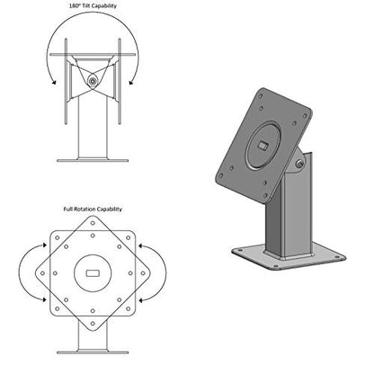 180 Tilting 360 Rotating Metal Mount Support 75x75 100x100 VESA Used as Desktop Stand or Wall Mount (White)