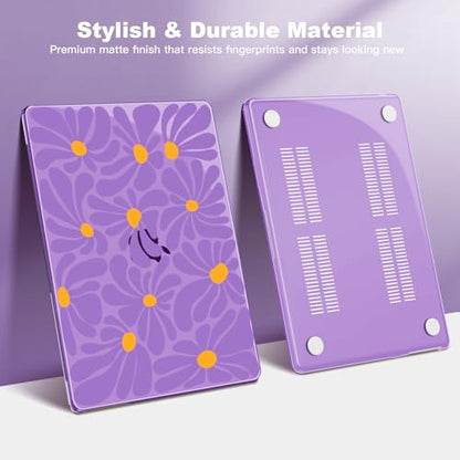 Teryeefi for MacBook Air 13 inch Case 2025-2022 Release M4 M3 M2 Chip Fit Model A3240/A3113/A2681, PC Protective Case with Keyboard Cover Trackpad Film, Purple Flowers 134 - color: Purple Flowers 134
