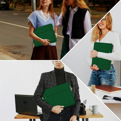 14 inch Laptop Sleeve, Traveling Laptop Case with Zippered Pocket, Shockproof Protective Carrying Briefcase Computer Bag for 14" MacBook Air/Pro, HP, Dell, Lenovo, Acer, Dark Green - color: Dark Green, size: 14 inch