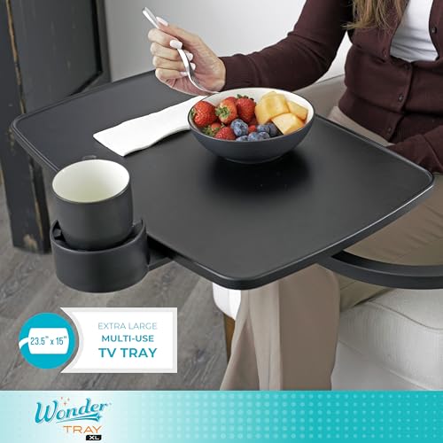 Stander Wonder Tray, Adjustable Swivel Table, Extra-Large Computer Stand, Couch Desk & Gaming Bench, TV-Trays for Eating on Couches, Chairs, Recliners with Laptop Wedges and Cup Holder, XL, Black - color: Black, size: X-Large