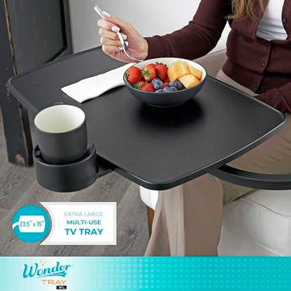 Stander Wonder Tray, Adjustable Swivel Table, Extra-Large Computer Stand, Couch Desk & Gaming Bench, TV-Trays for Eating on Couches, Chairs, Recliners with Laptop Wedges and Cup Holder, XL, Black - color: Black, size: X-Large
