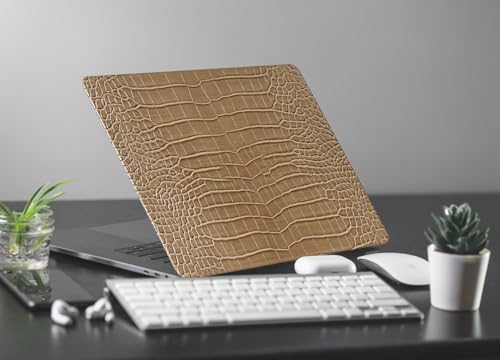 Crocodile Case for MacBook Air 13 inch 2026-2022 M5/M4/M3/M2 Logo Cutout | Model A3449 A3240 A3113 A2681, Texture Crocodile Aligator Skin Snakeskin PU Leather Hardshell Case & Keyboard Cover, Camel - color: ## Camel Crocodile