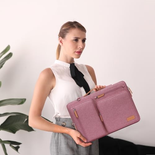 MOSISO 360 Protective Laptop Shoulder Bag, 13-13.3 inch Computer Bags | Compatible with MacBook Pro 14, HP, Dell, Lenovo, Asus, Side Open Messenger Bag with 4 Zipper Pockets&Handle, Dusty Rose - color: Dusty Rose, size: 13.3 inch