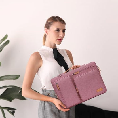 MOSISO 360 Protective Laptop Shoulder Bag, 15-15.6 inch Computer Bags | Compatible with MacBook Pro 16 inch, HP, Dell, Lenovo, Asus, Side Open Messenger Bag with 4 Zipper Pockets, Dusty Rose - color: Dusty Rose, size: 16 inch
