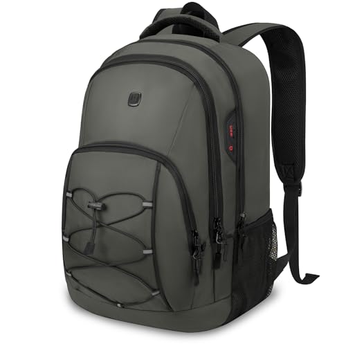 Goloni Travel Backpack, 17 Inch Laptop Backpack for Men Women, Business Backpack with Luggage Strap,Grey - color: Grey