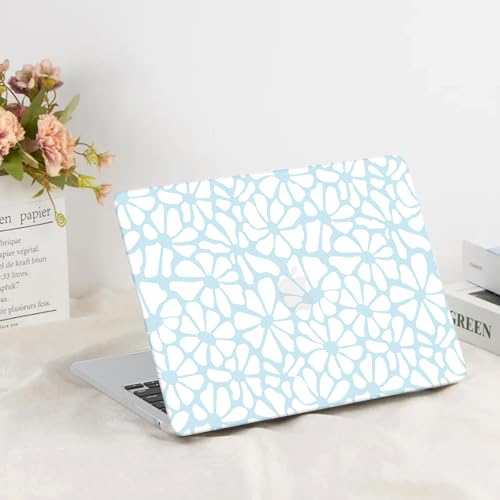 G JGOO Compatible with MacBook Air 13 inch Case 2026 2025-2022 M5 A3449 M4 A3240 M3 A3113 M2 A2681, Plastic Hard Shell for MacBook Air 13.6 inch Case + Keyboard Cover + Screen Protector, Blue Flower - color: Abstract Blue Flower