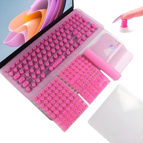 Long Nail Keyboard Stickers & Cover for Long Nails - 119 Keys Set, Fits 15-17 Inch Laptops, Portable Plastic Storage Case, Ideal Gift (HotPink) - color: HotPink