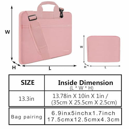 Hseok Laptop Shoulder Bag 13-14 inch Shockproof Water-Resistant HandBag with Small Case Compatible with MacBook Pro/Neo 14" M5/M4/M3/M2/M1, Mac Air/Pro 13.3", XPS 13/14, Most 13"-14" PC,Pink - color: Pink, size: 13"-14"