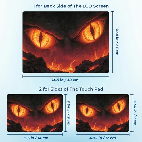 Reusable Universal Laptop Skin Sticker, Cut to Fit for 11.6–15.6 Inch Laptops, Waterproof Protective Film, No-Residue - Lava Dragon Eyes - color: Lava Dragon Eyes